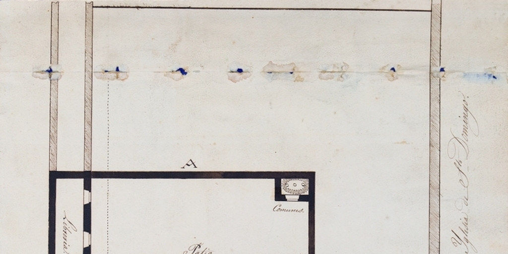Plano de cuartos del convento Santo Domingo para la instalación de la Biblioteca Nacional, Santiago, 1822