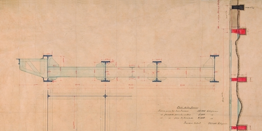 Plano del Puente de Bello, Santiago, 1883
