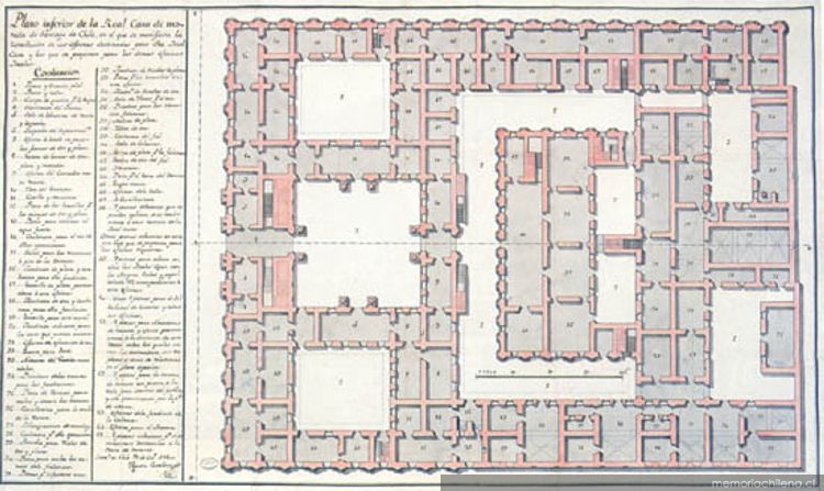 Plano inferior de la Real Casa de Moneda de Santiago de Chile, 1800