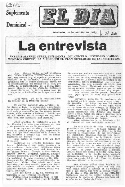 Ana Iris Alvarez Nuñez, presidenta del Circulo Literario Carlos Mondaca Cortés, da a conocer el plan de trabajo de la Institución :