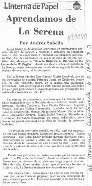 Aprendamos de La Serena