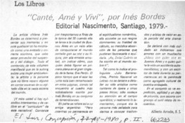 Canté, amé, viví"  [artículo] Alberto Arraño, S. J.