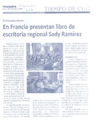 En Francia presentan libro de escritora regional Sady Ramírez