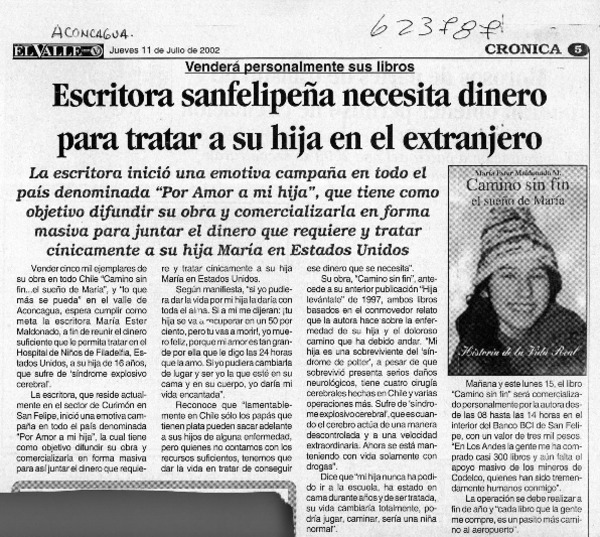 Escritora sanfelipeña necesita dinero para tratar a su hija en el extranjero