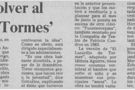 Exito hace volver al "Lazarillo de Tormes".