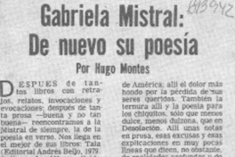 Gabriela Mistral: de nuevo su poesía