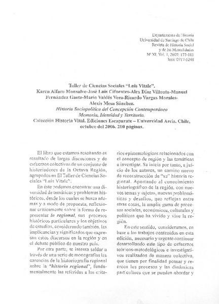 Historia sociopolítica de Concepción contemporáneo