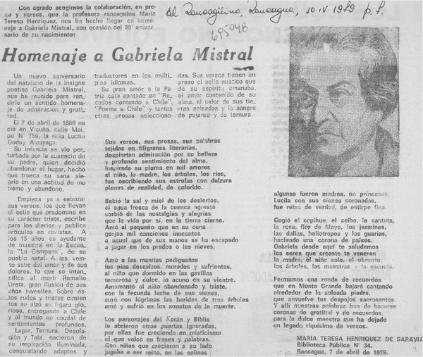 Homenaje a Gabriela Mistral