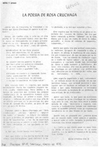 La poesía de Rosa Cruchaga