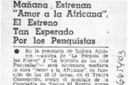 Mañana estrenan "Amor a la africana", el estreno tan esperdo por los penquista.  [artículo]
