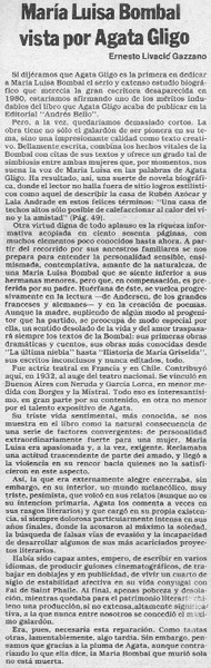 María Luisa Bombal vista por Agata Gligo