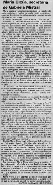 María Urzúa, secretaria de Gabriela Mistral