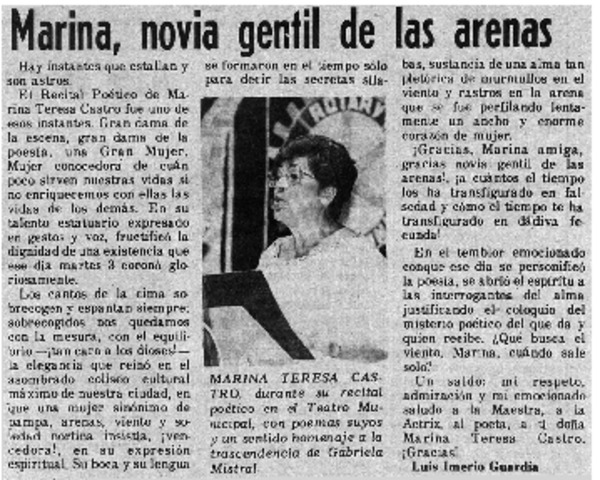 Marina, novia gentil de las arenas