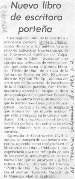 Nuevo libro de escritora porteña.