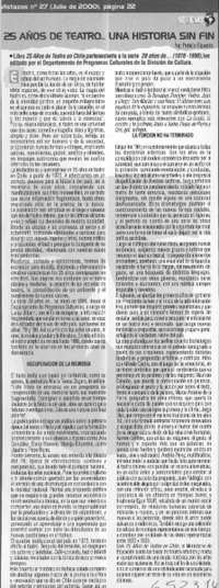 25 años de teatro, una historia sin fin  [artículo] Patricio Olavarría