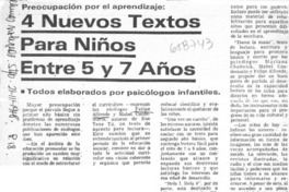 4 nuevos textos para niños entre 5 y 7 años.  [artículo]