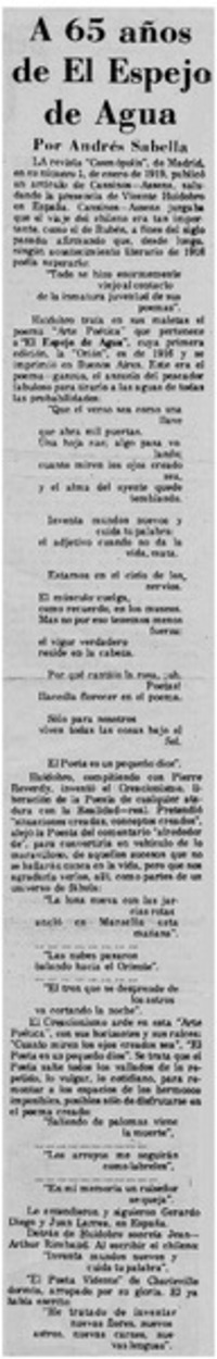 A 65 años de el espejo de agua