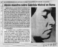 Abren muestra sobre Gabriela Mistral en Roma  [artículo]
