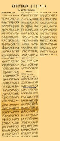 Actividad literaria  [artículo] Agustín Billa Garrido.