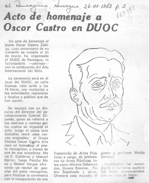 Acto de homenaje a Oscar Castro en DUOC.