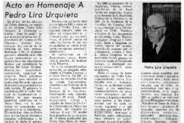 Acto en homenaje a Pedro Lira Urquieta.