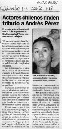 Actores chilenos rinden tributo a Andrés Pérez  [artículo]