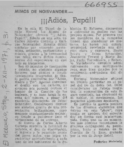 Adiós, papá!  [artículo] Federico Heinlein.