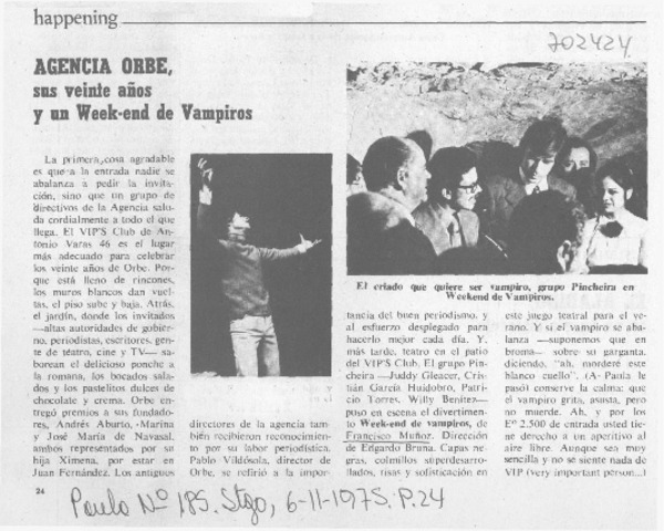 Agencia Orbe, sus veinte años y un week-end de vampiros.