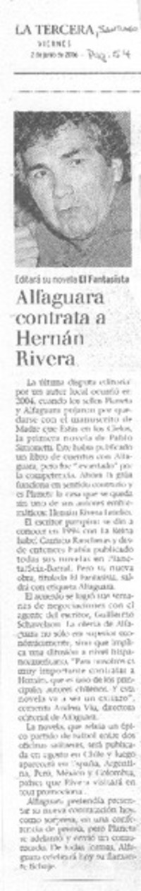 Alfaguara contrata a Hernán Rivera