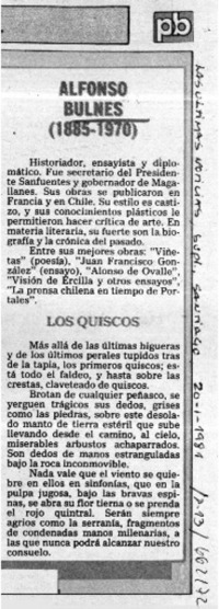 Alfonso Bulnes (1885-1970).  [artículo]