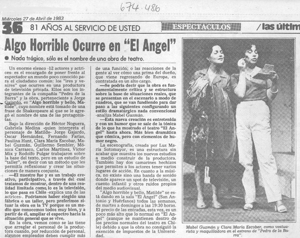 Algo horrible ocurre en "El Angel".