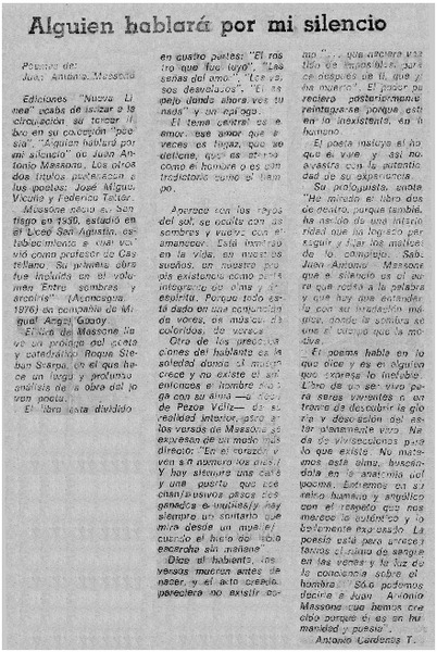 Alguien hablará por mi silencio