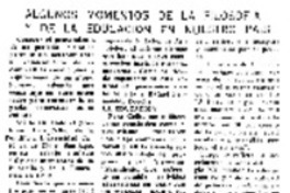 Algunos momentos de la filosofía y de la educación en nuestro país.