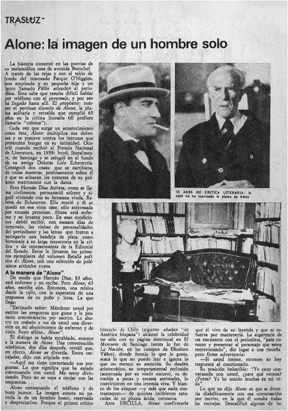 Alone: la imagen de un hombre solo : [entrevistas]