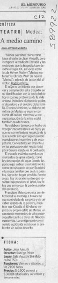 A medio camino  [artículo] Juan Antonio Muñoz H.