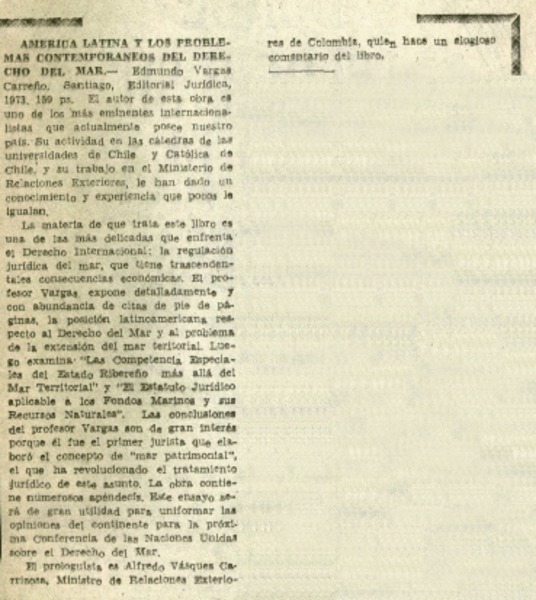 América Latina y los problemas contemporáneos del derecho del mar.