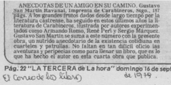 Anécdotas de un amigo en su camino.