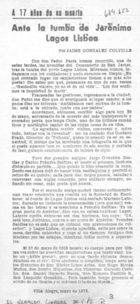 Ante la tumba de Jerónimo Lagos Lisboa