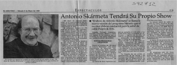 Antonio Skármeta tendrá su propio show  [artículo]