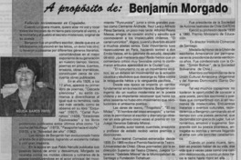 A propósito de Benjamín Morgado  [artículo] Nélida Baros Fritis