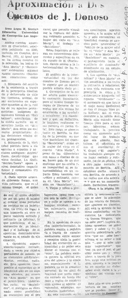 Aproximaciones a dos cuentos de J. Donoso.