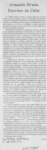 Armando Braun, escritor de Chile