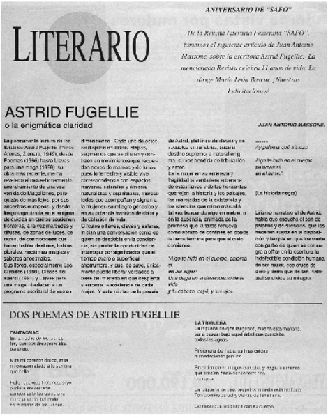 Astrid Fugellie o la enigmática claridad