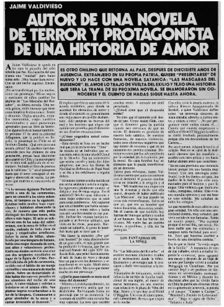 Autor de una novela de terror y protagonista de una historia de amor : [entrevistas]