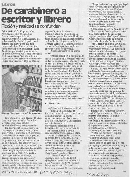 De carabinero a escritor y librero: [entrevista]