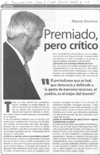 Premiado, pero crítico [entrevista]