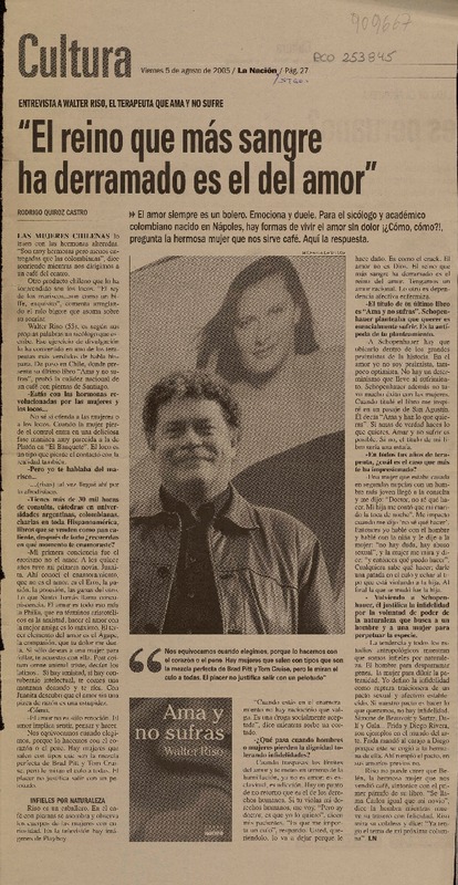 "El reino que más sangre ha derramado es el del amor" (entrevista)  [artículo]Rodrigo Quiroz Castro.