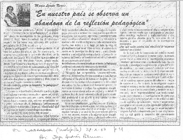 "En nuestro país se observa un abandono de la reflexión pedagógica" (entrevista)
