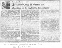 "En nuestro país se observa un abandono de la reflexión pedagógica" (entrevista)