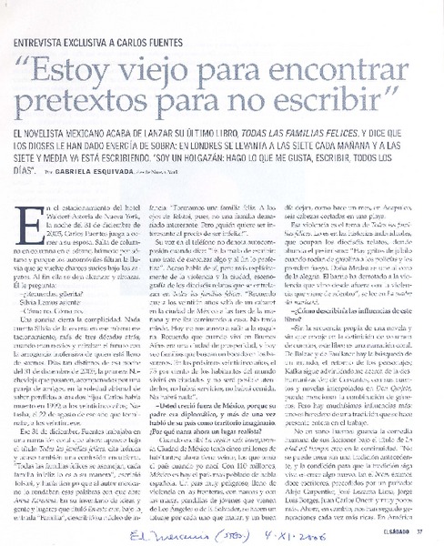 "Estoy viejo para encontrar pretextos para no escribir" (entrevista)